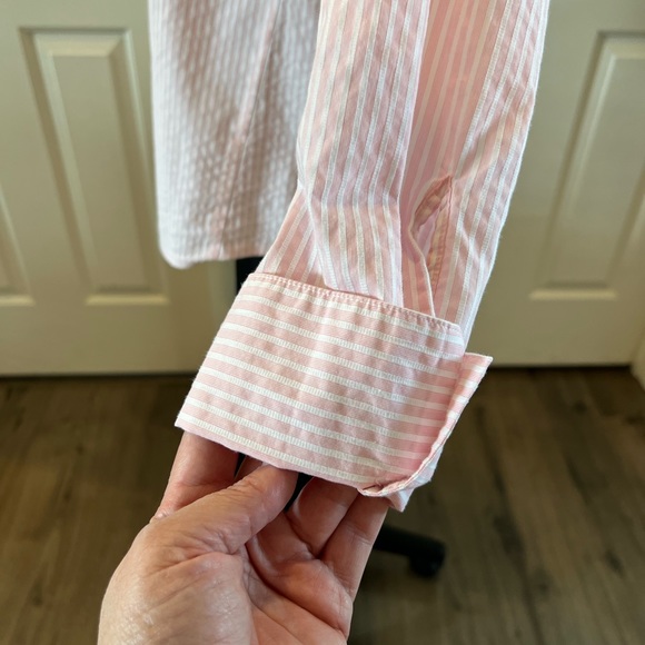 ***S O L D*** Pink & White Striped Button Down Shirt - Picture 4 of 6